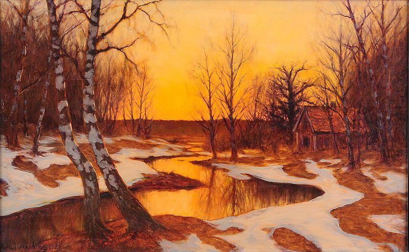 Edward Rosenberg Solnedgang i vinterlandskap china oil painting image